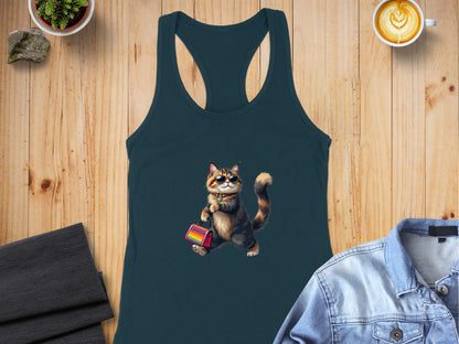 Fashionable Cat with Rainbow Purse Women Tank Top product type