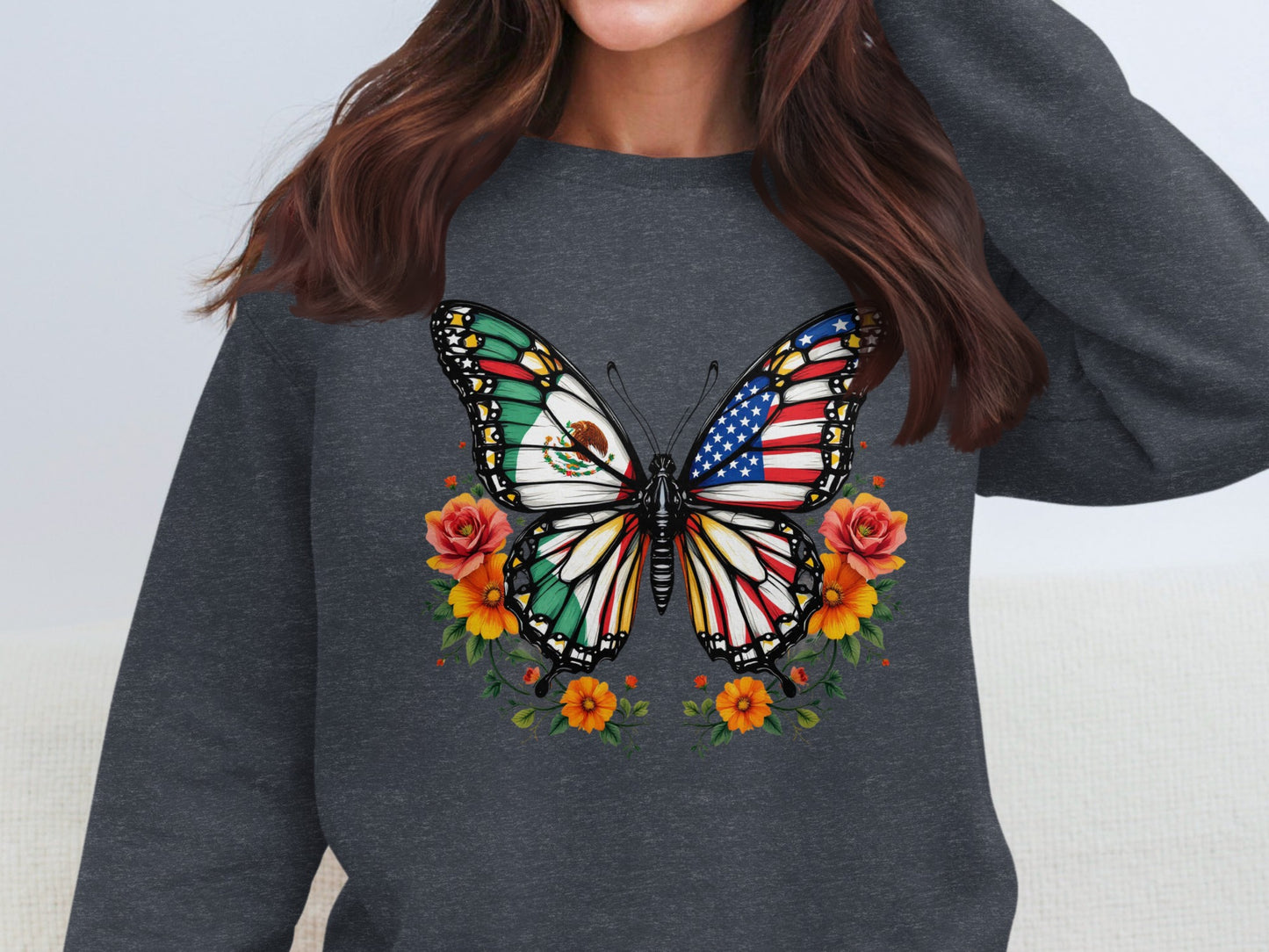 Butterfly and Flowers Patriotic Sweatshirt product
