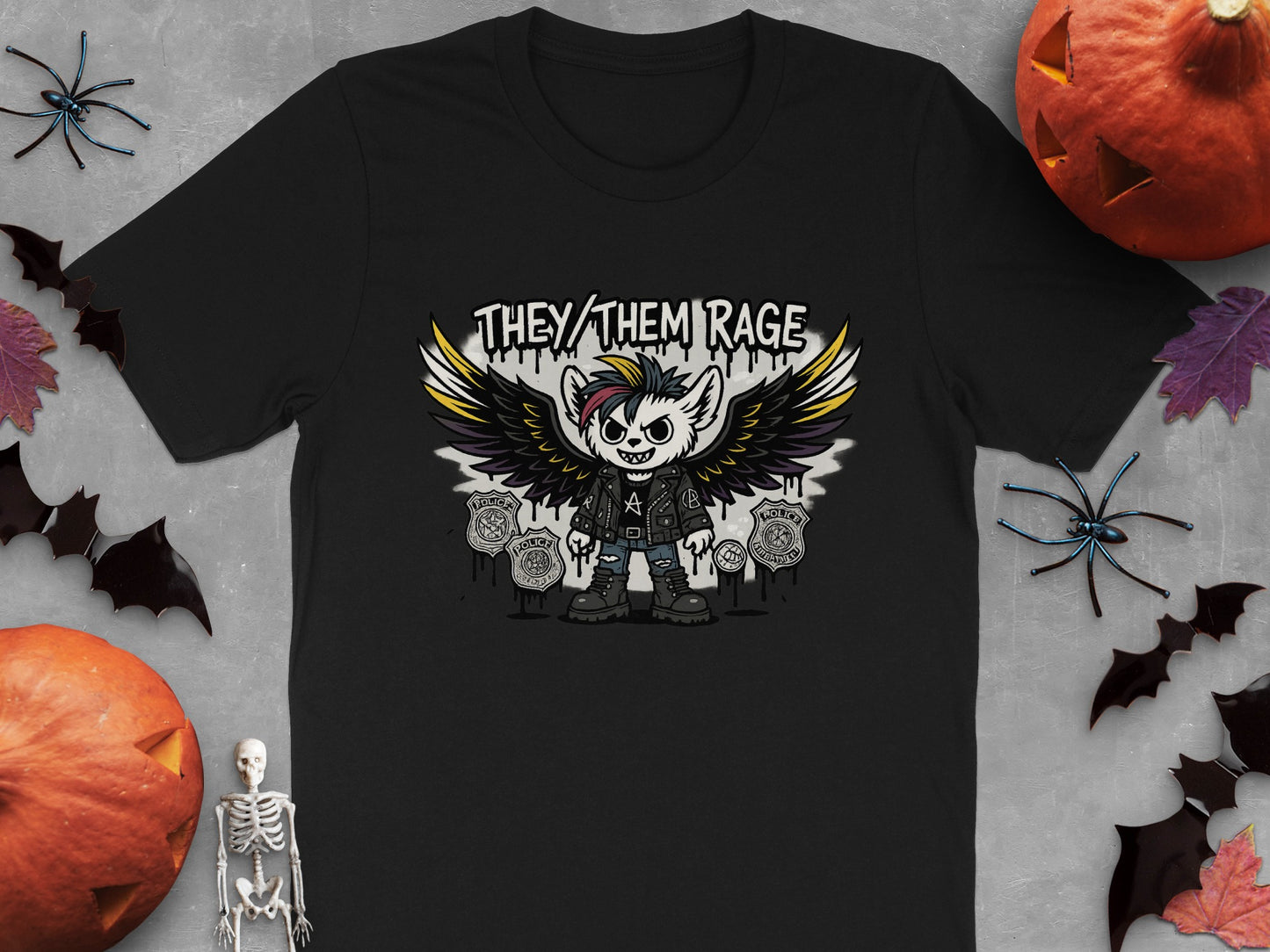 They Them Rage Punk Rock Character Design T-Shirt product type