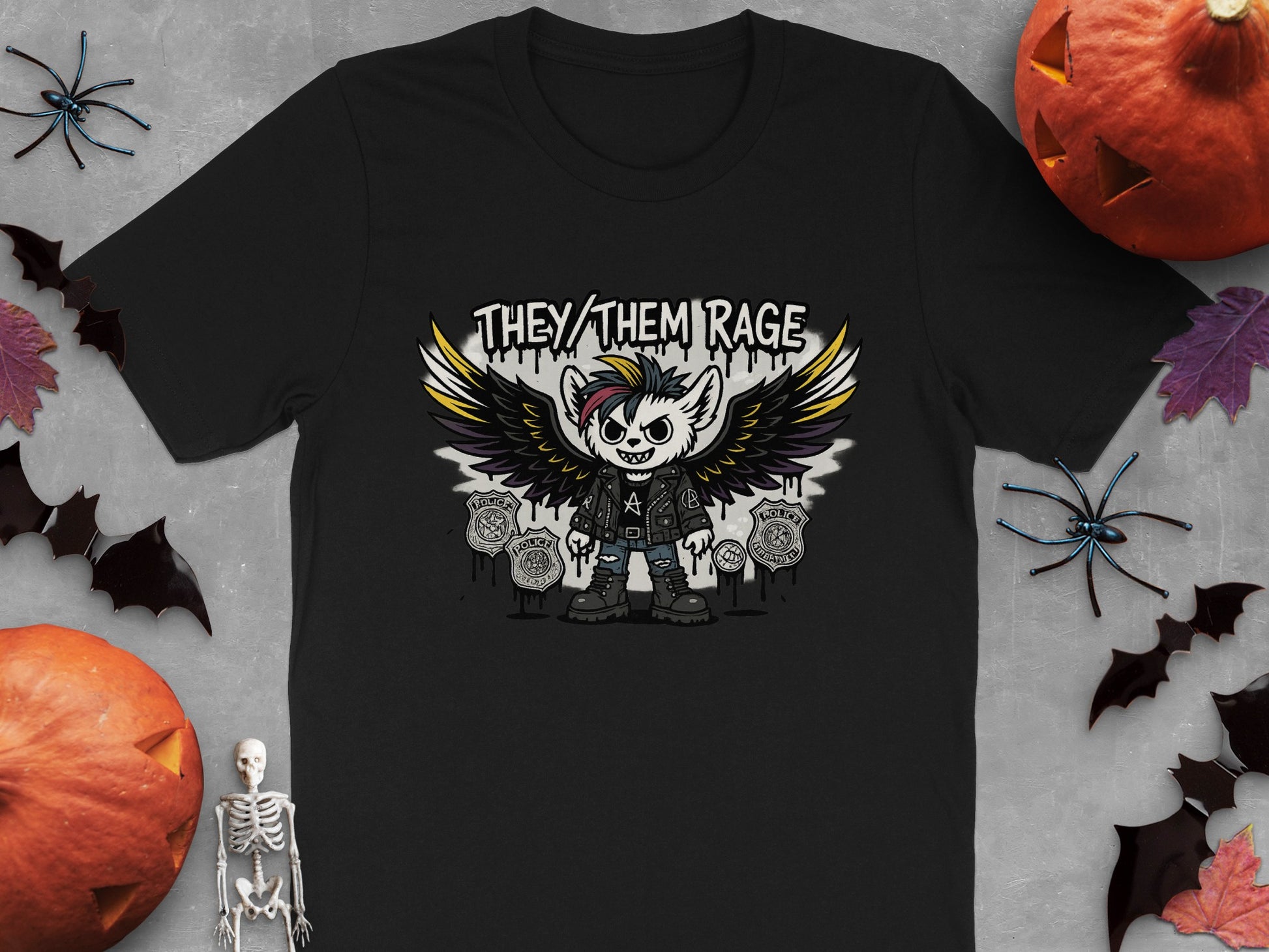 They Them Rage Punk Rock Character Design T-Shirt product type