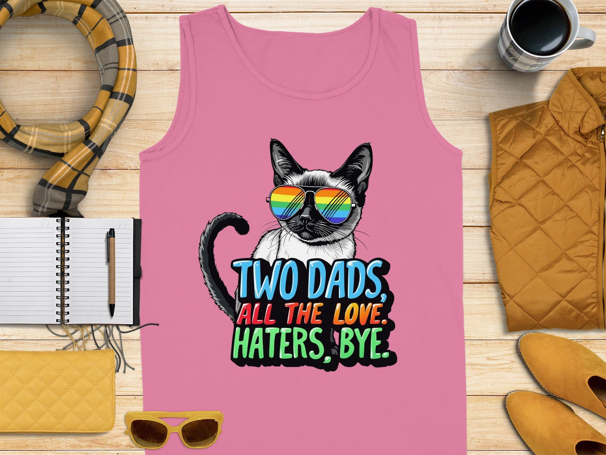 Two Dads All the Love Haters Bye Cat Tank Top product