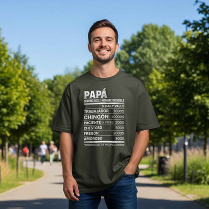 Dia de los Padres: Papa Humor Facts Tee Chingón Papá Daily Values Premium Tee