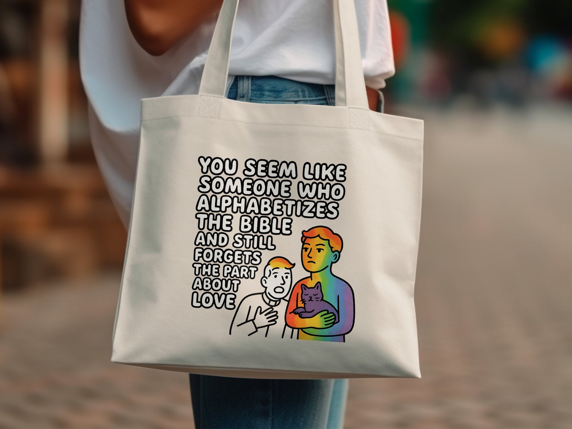 Alphabetizes The Bible Still Forgets Love Tote Bag product