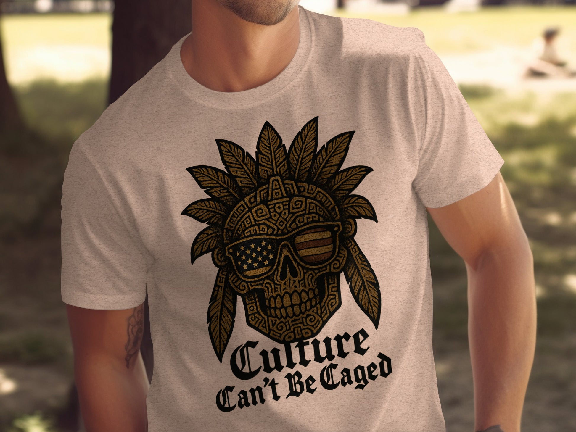 Culture Can't Be Caged Skull Design T-Shirt