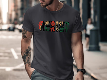 Colorful Mexican Symbols Design Mens Tee