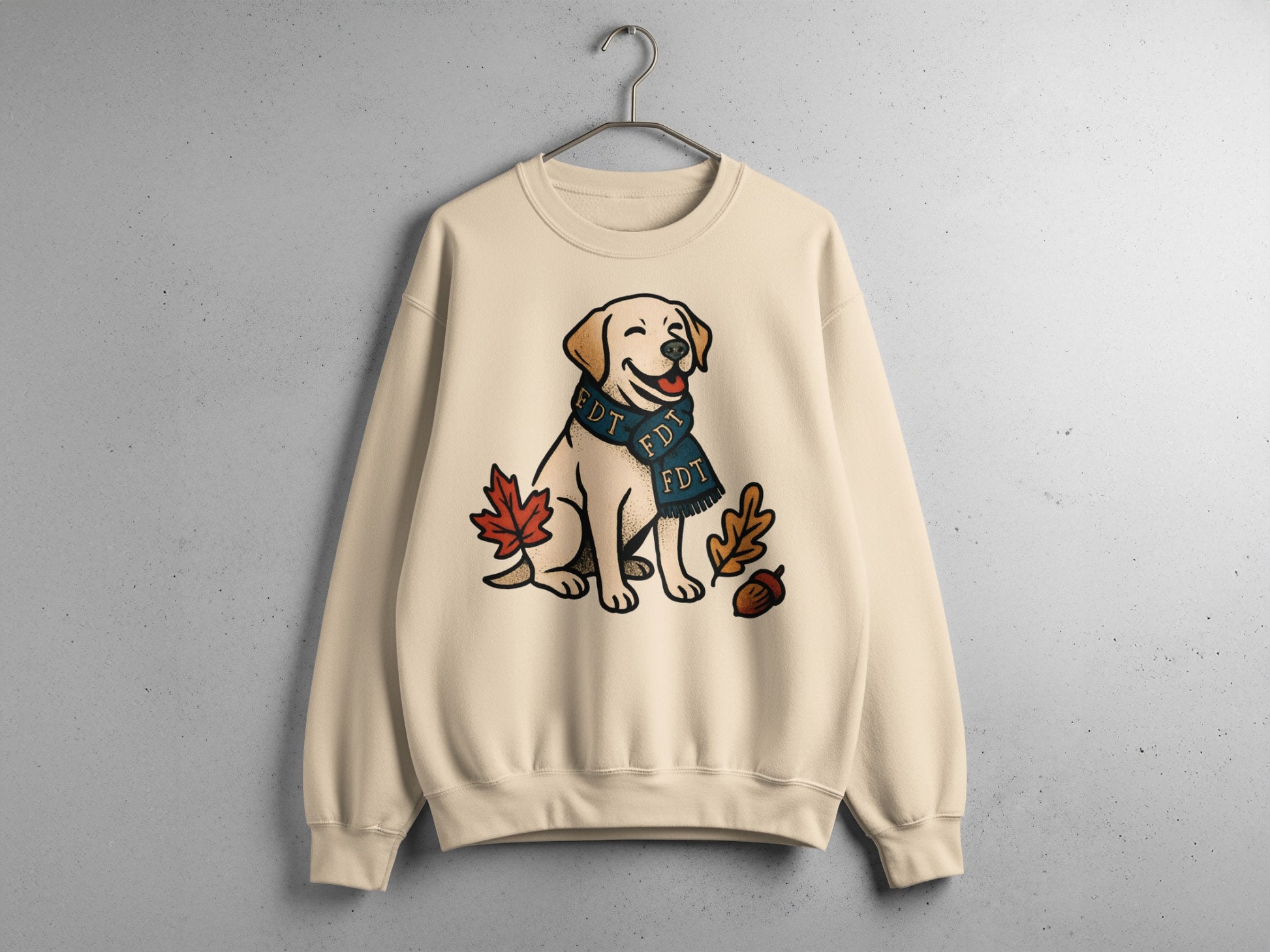 Adorable Dog and Autumn Leaves Graphic Sweatshirt