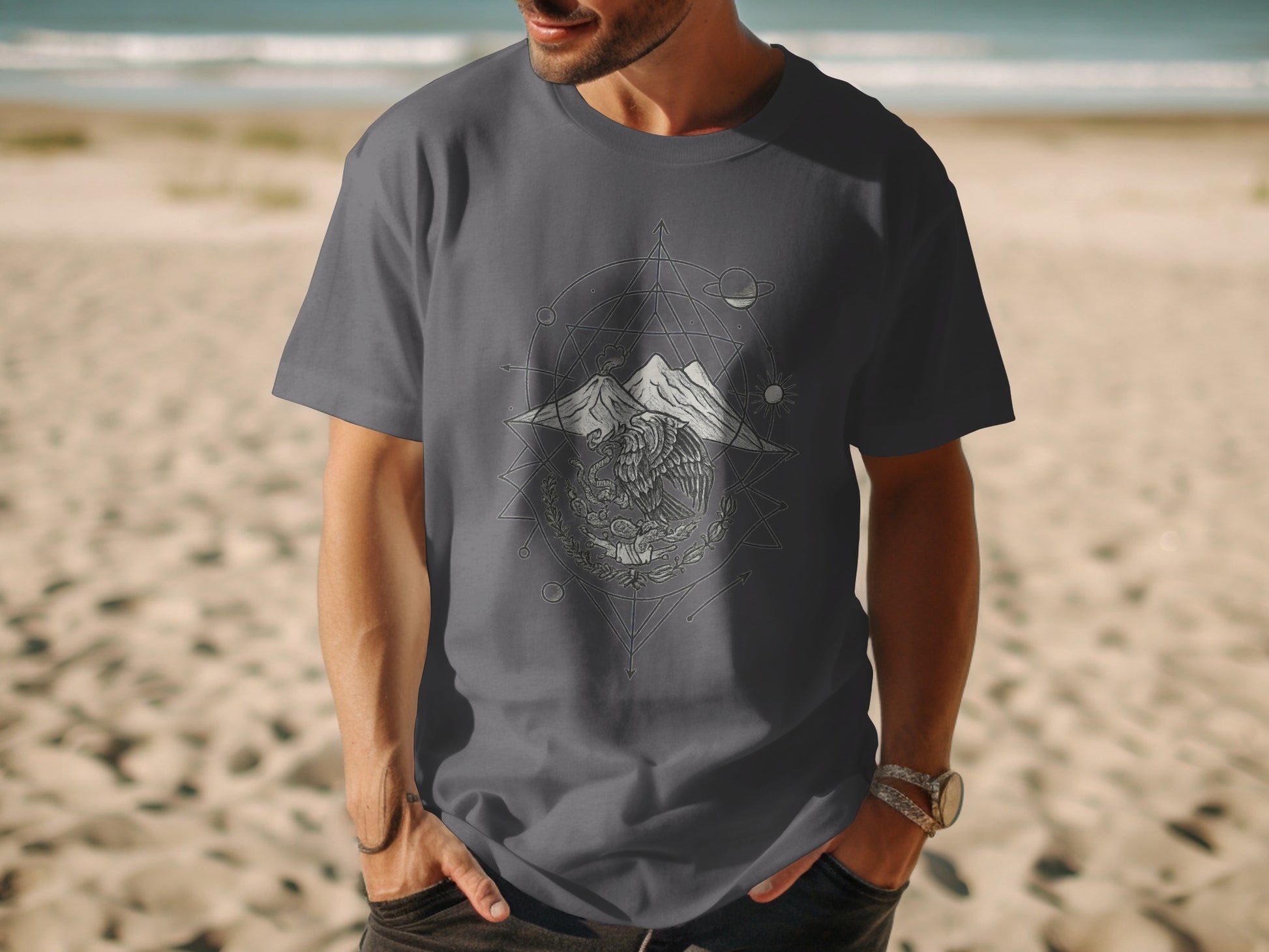 Geometric Mountain Lion Graphic Design T-shirt product