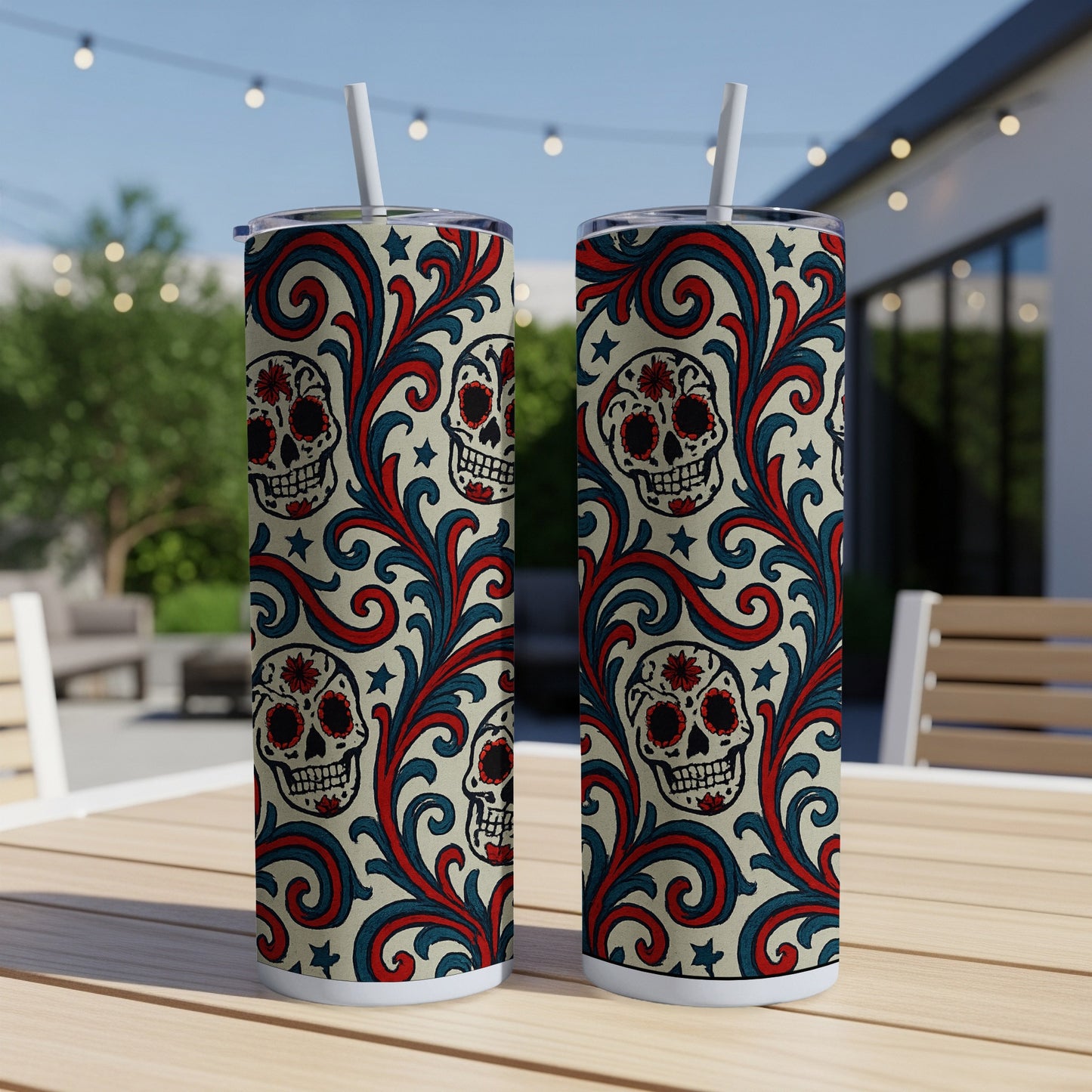 Floral Skull Pattern Tumbler Product