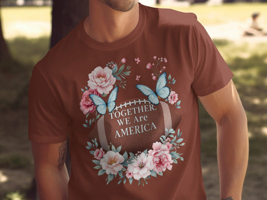 Together We Are America Floral Butterfly Shirt