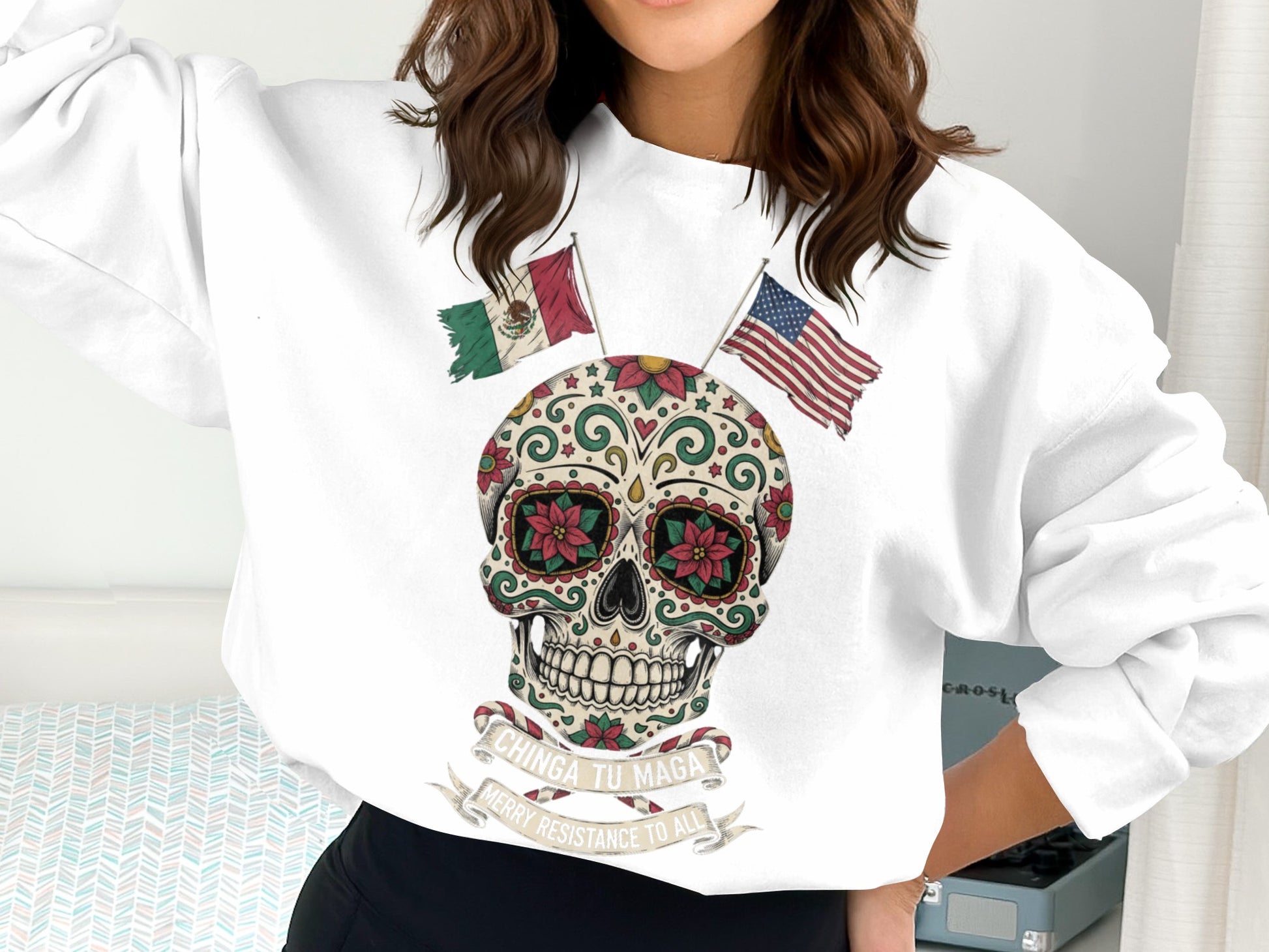 Mexican American Skull Design Sweatshirt