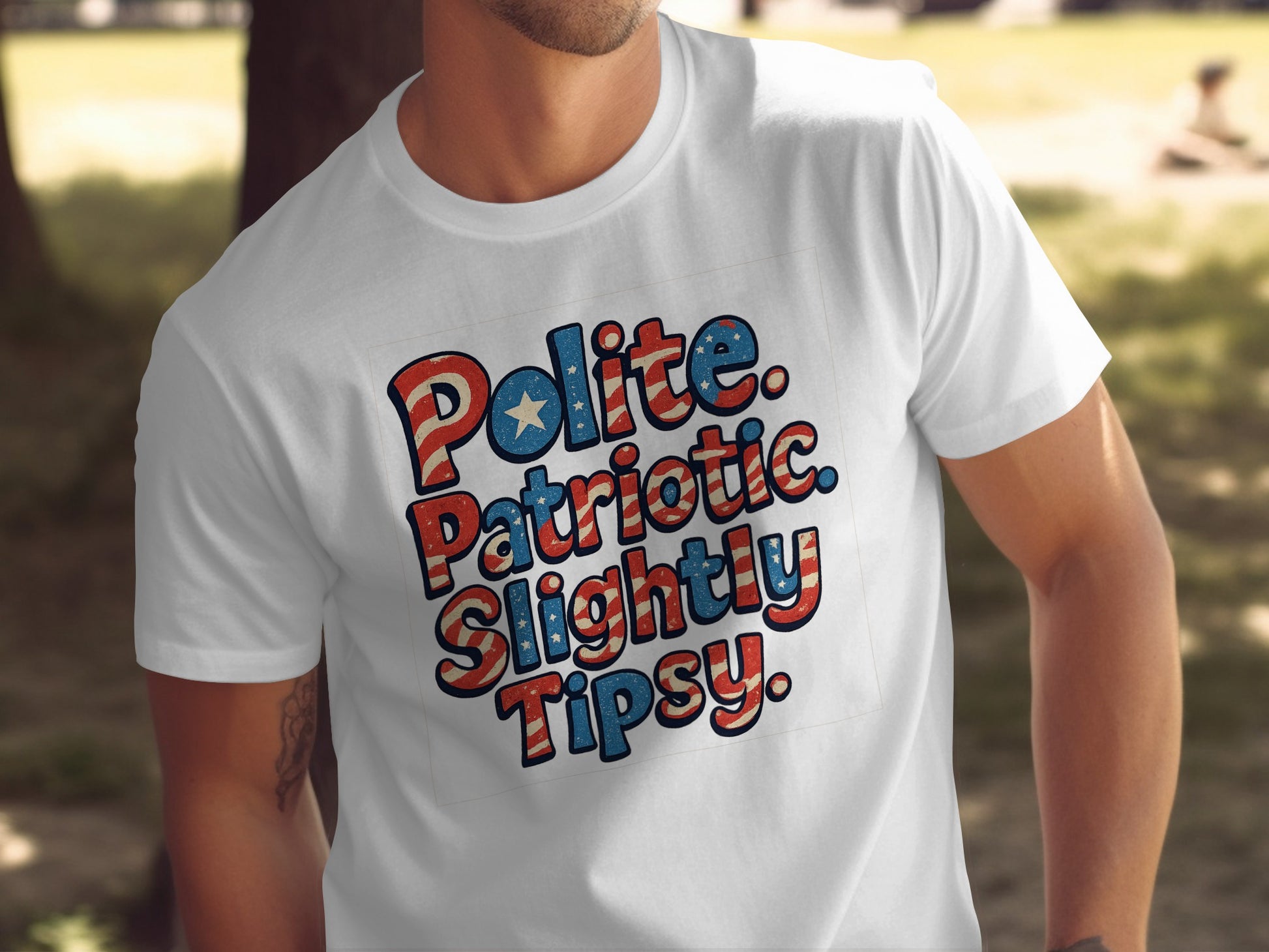 Polite Patriotic Slightly Tipsy Graphic T-shirt product