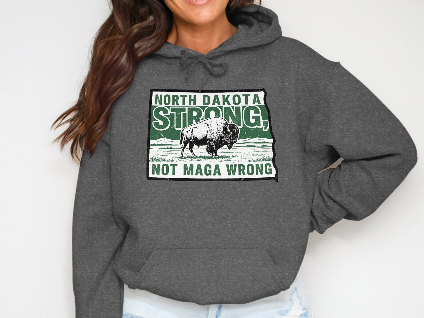North Dakota Strong Not Maga Wrong Hoodie product