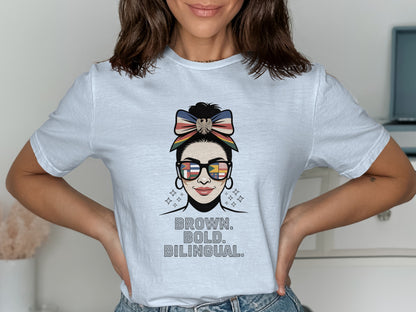 Brown Bold Bilingual Statement Graphic T-Shirt product