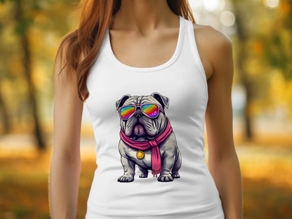 Cute Bulldog with Sunglasses Graphic Tank Top product