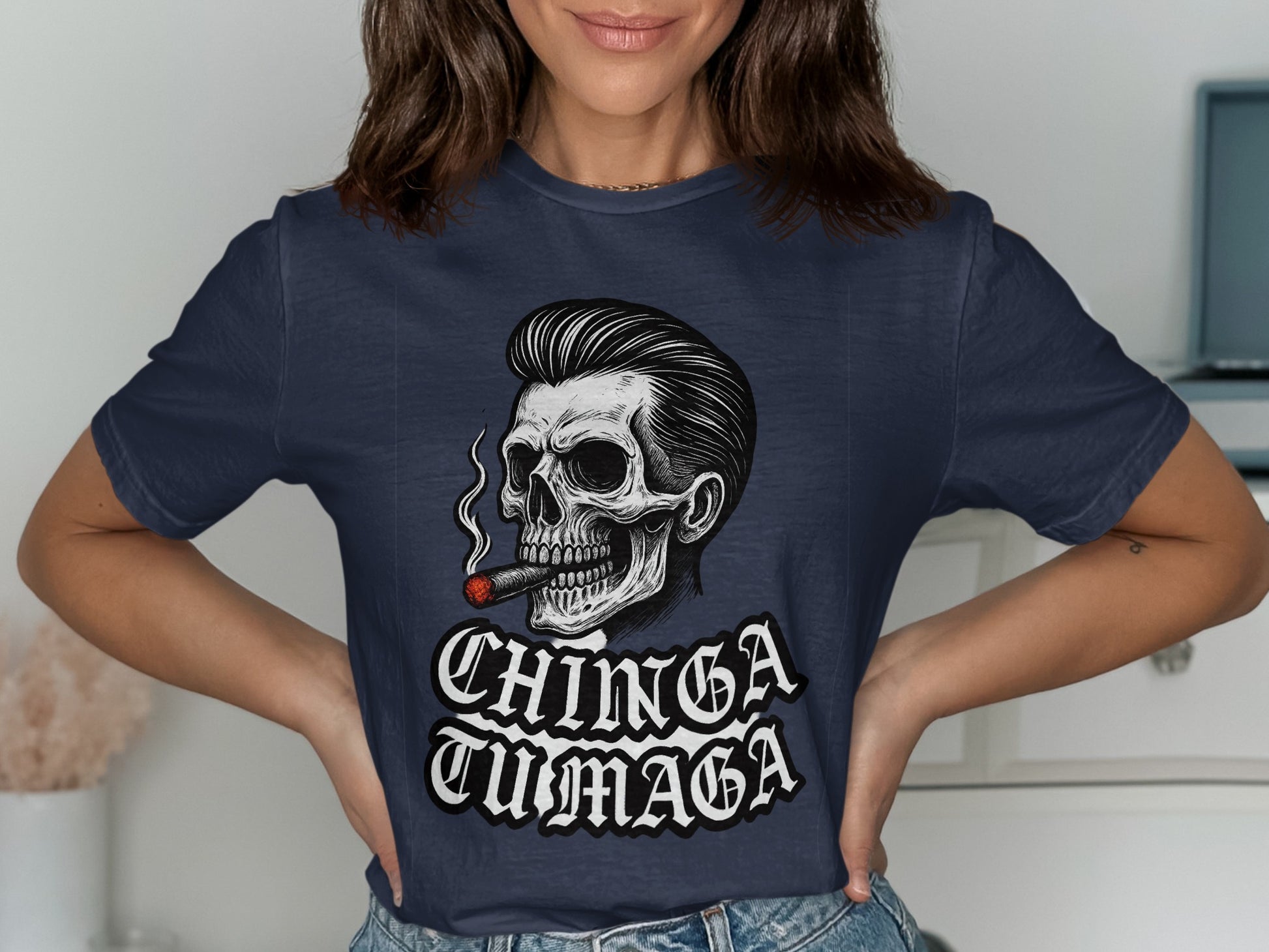 Chinga Tu Maga Skull Graphic Design T-shirt product