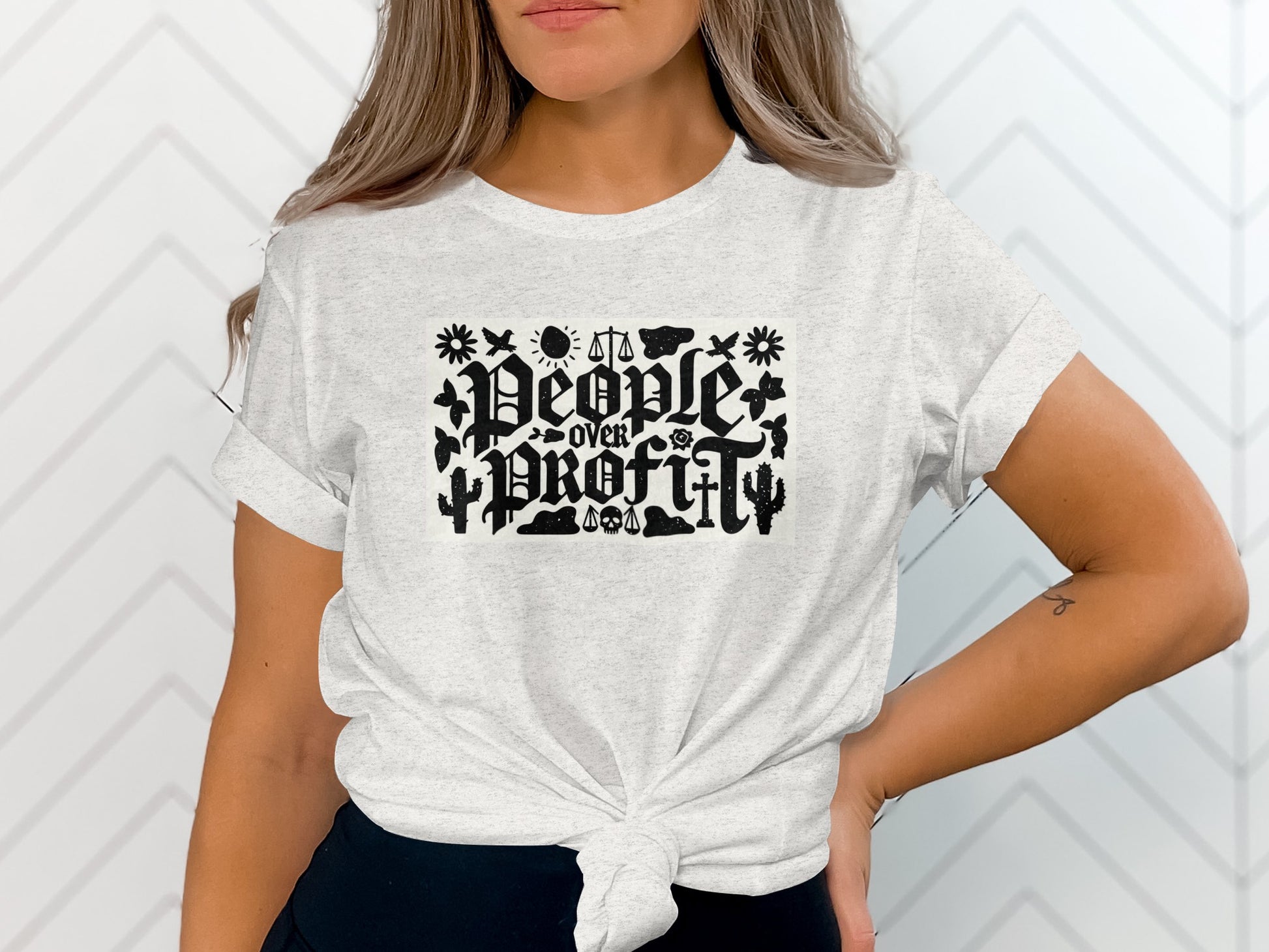 People Over Profit Graphic Tee Shirt Typography Design