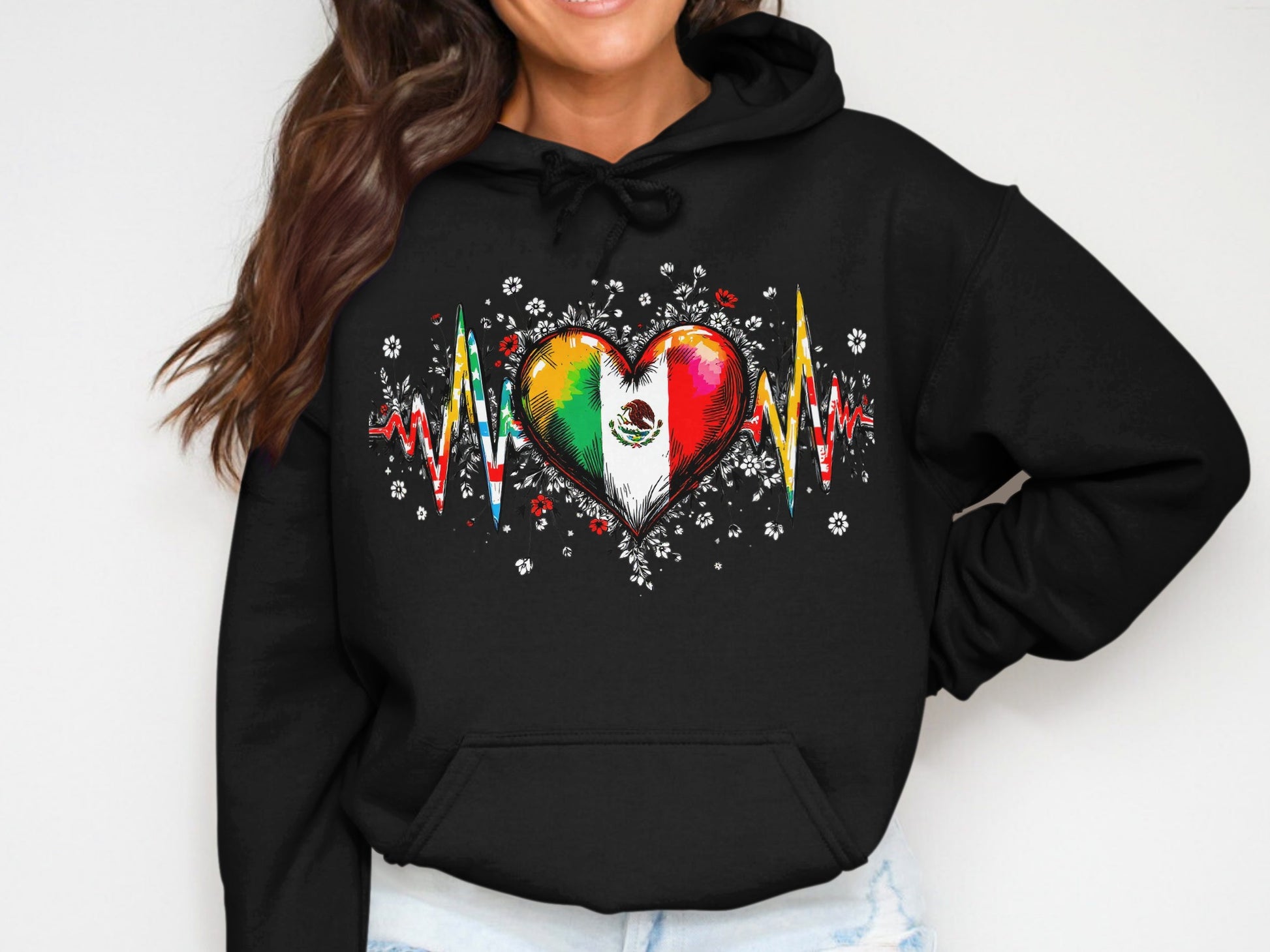 Heartbeat Mexican Flag Heartbeat Design Hoodie product