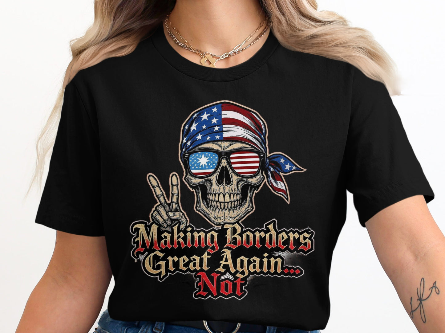 Making Borders Great Again Skull Graphic T-Shirt product type
