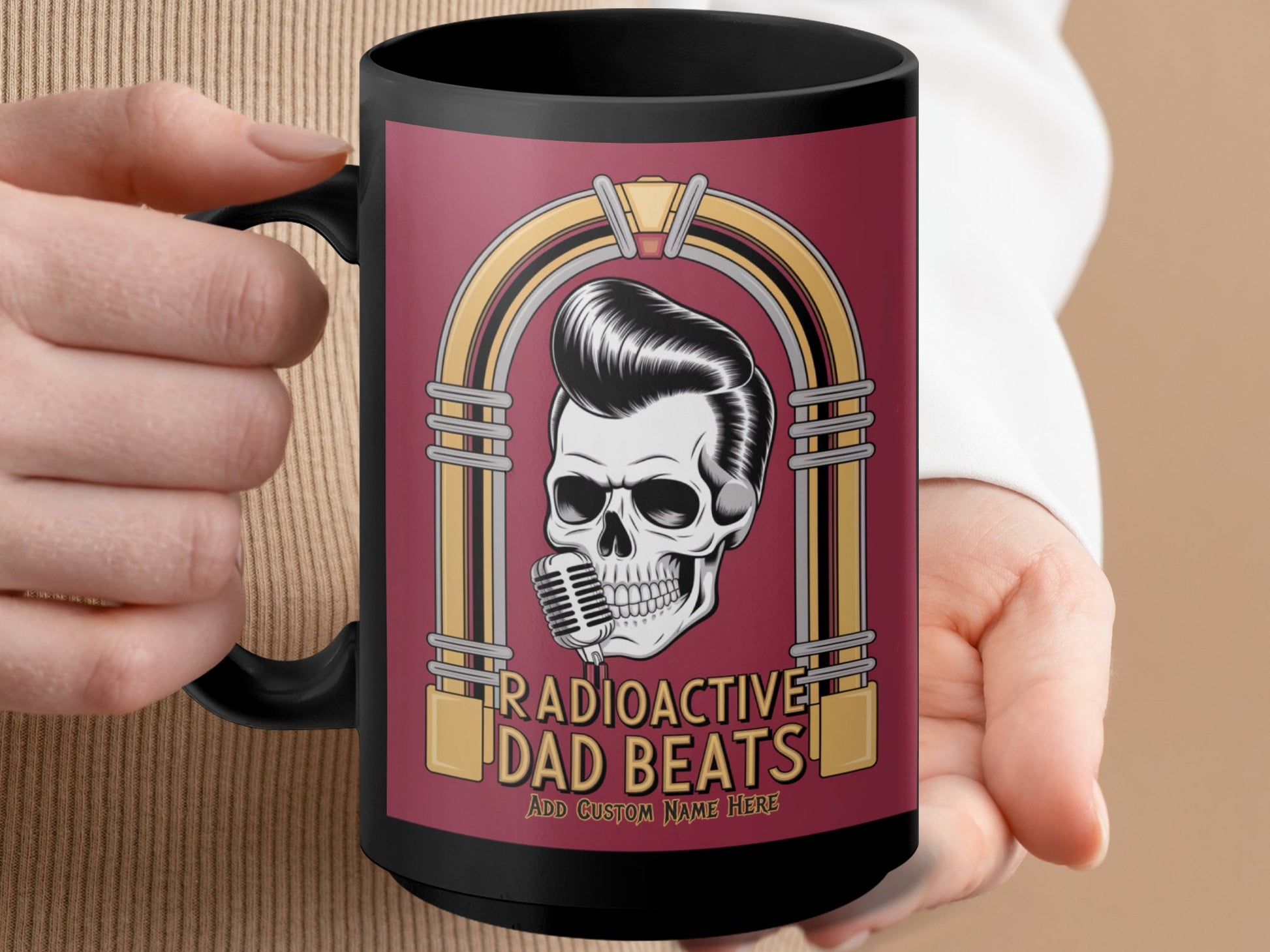 Radioactive Dad Beats Skull Retro Design Mug product