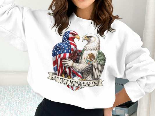 Protect Immigrants Foster Peace Graphic Sweatshirt product
