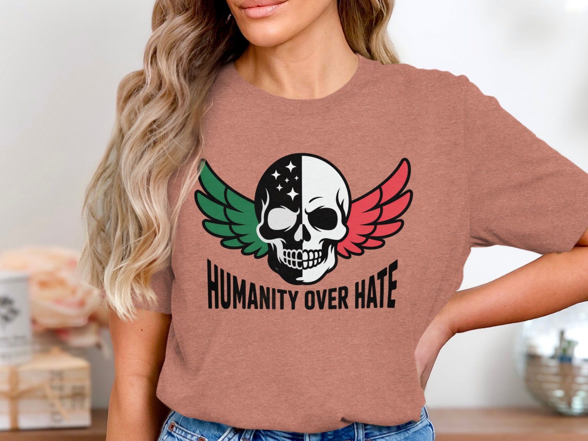 Humanity Over Hate Skull Short Sleeve Shirt product type