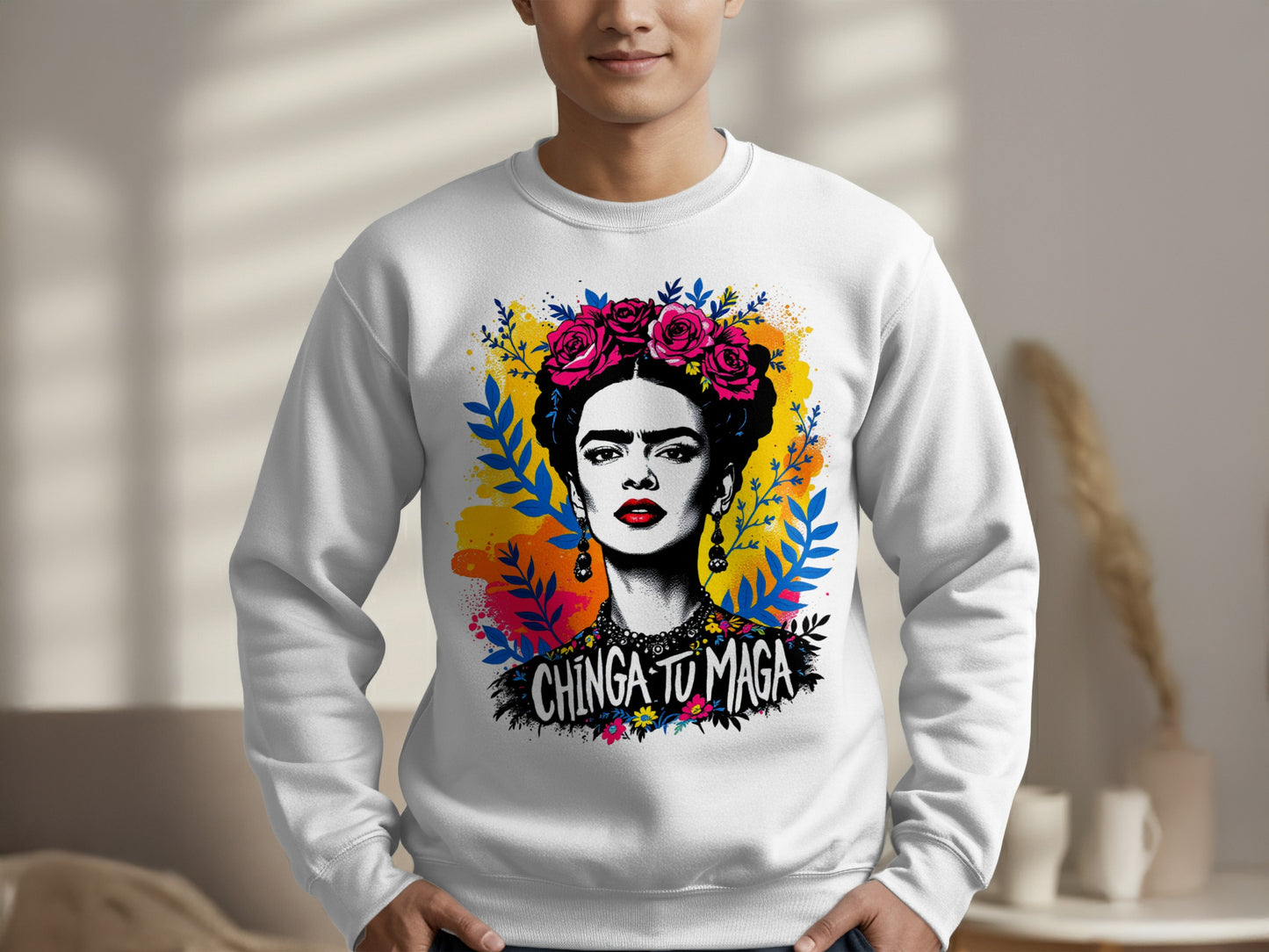 Vibrant Frida Kahlo Graphic Sweatshirt Bold Product Type