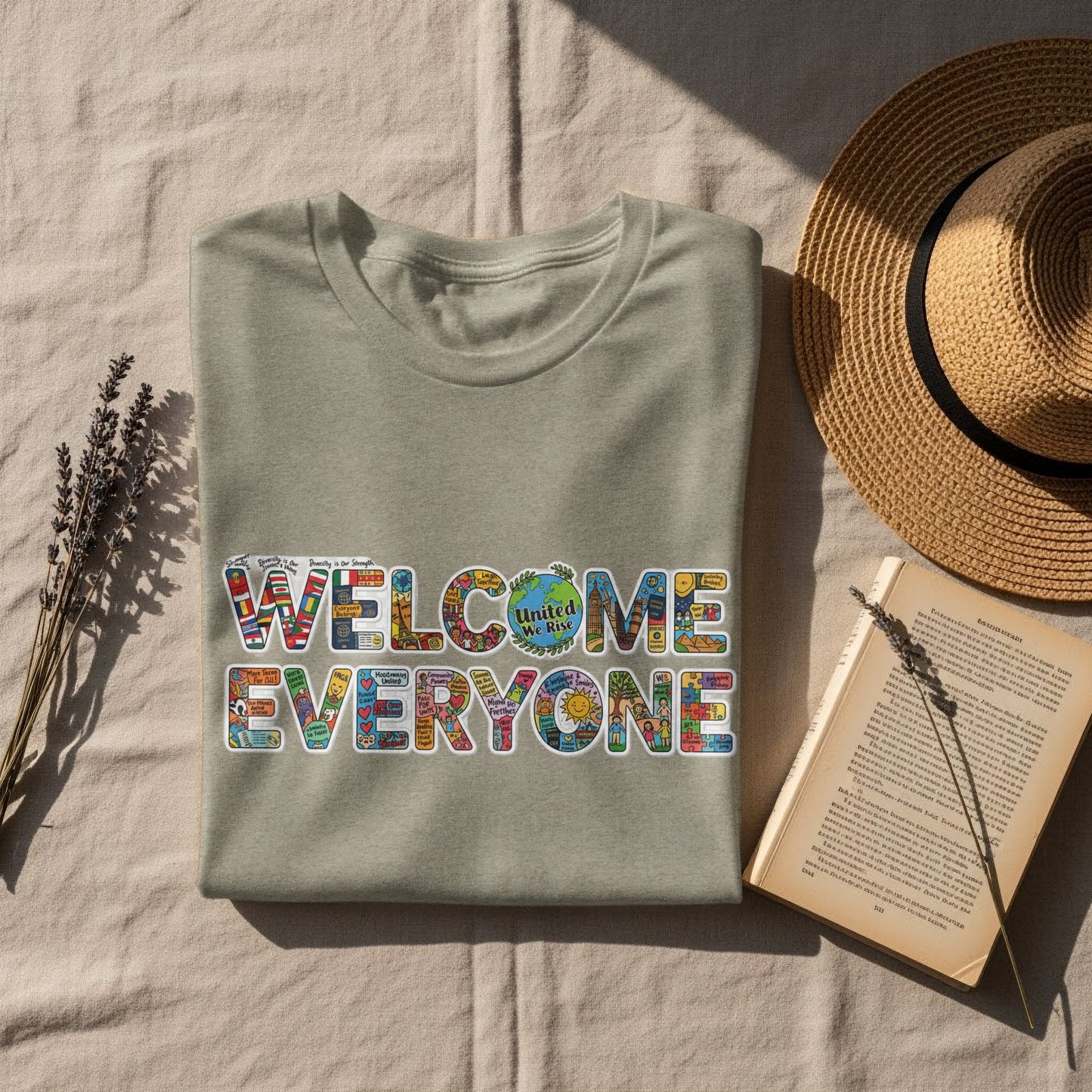 Welcome Everyone Colorful Graphic Design T-Shirt