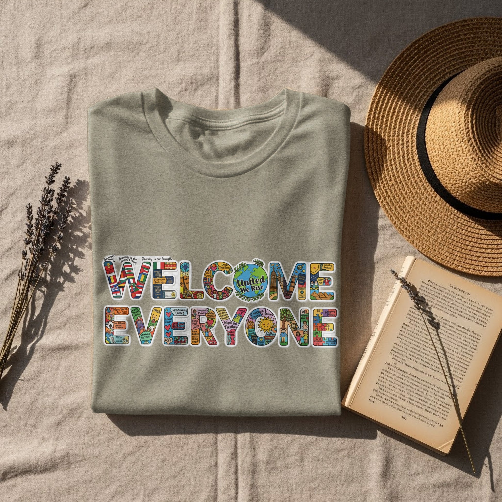 Welcome Everyone Colorful Graphic Design T-Shirt