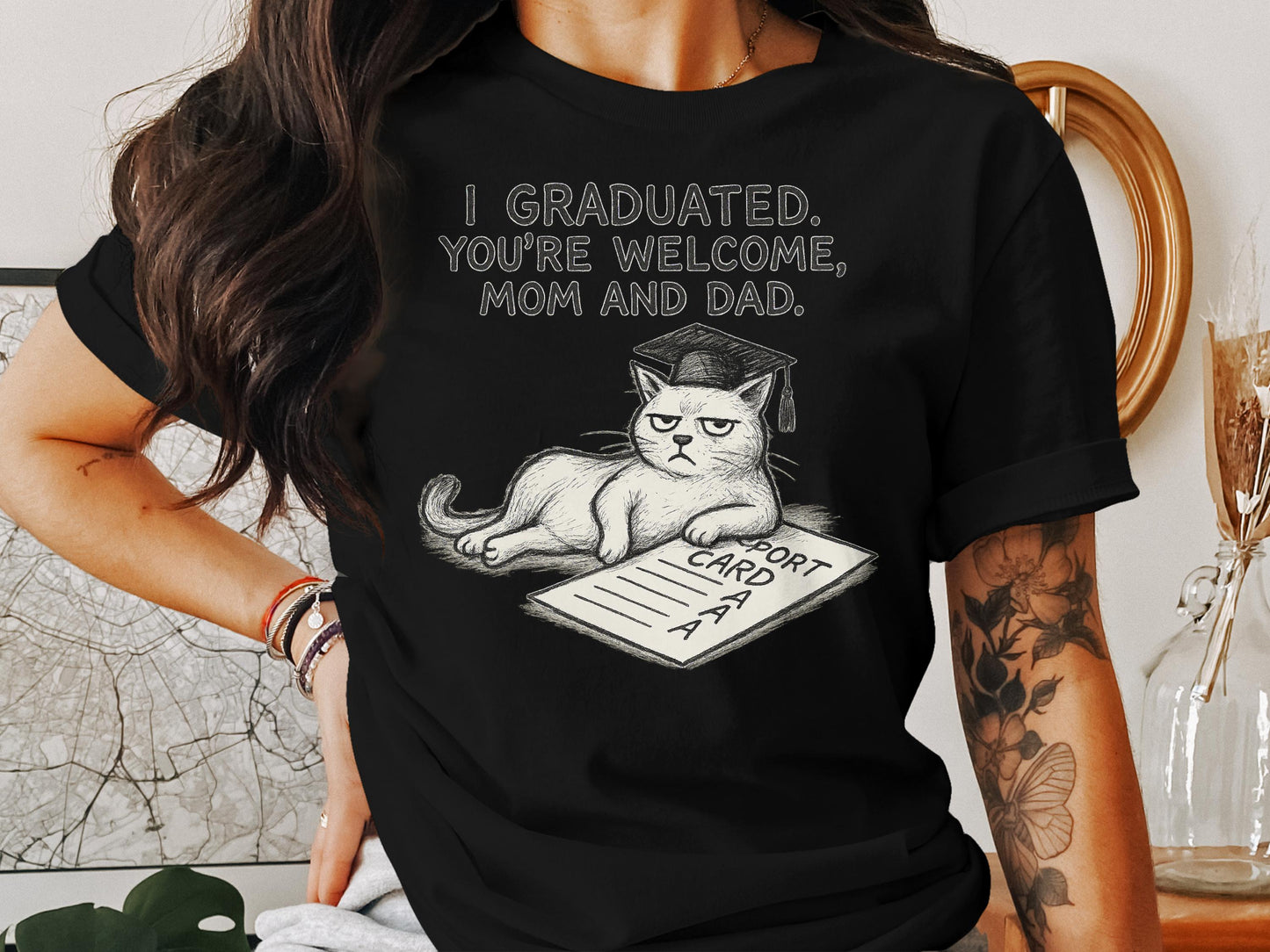 I Graduated You're Welcome Mom and Dad Cat T-shirt product type