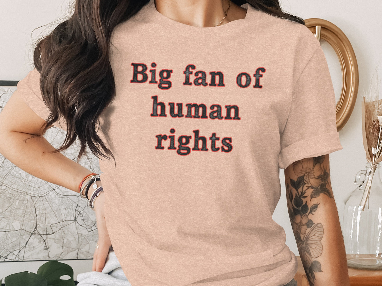 Big fan of human rights text print shirt product