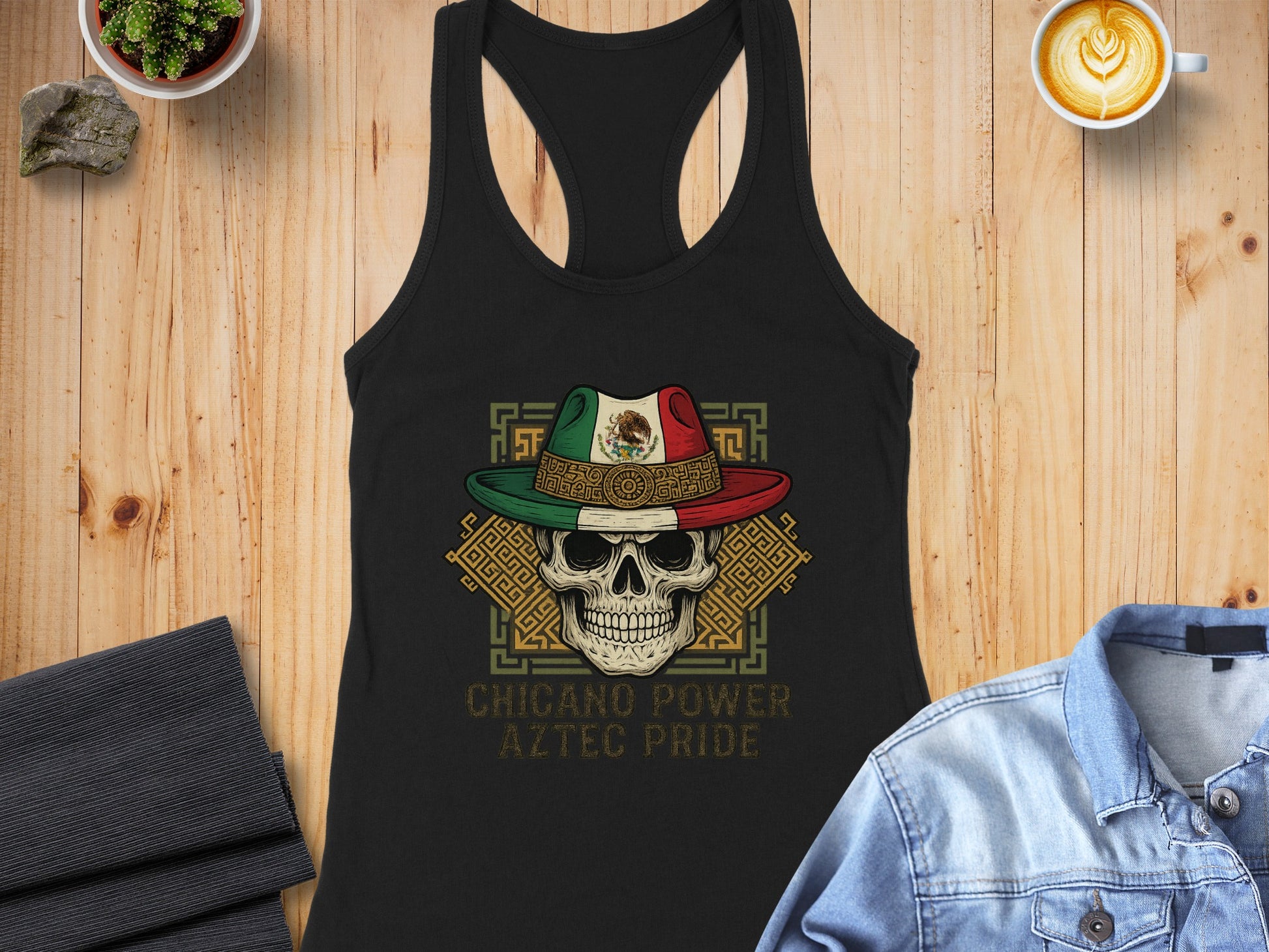 Chicano Power Aztec Pride Skull Tank Top Product