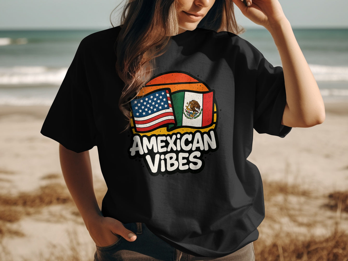 Amexican Vibes USA and Mexico Flags Graphic T-Shirt product