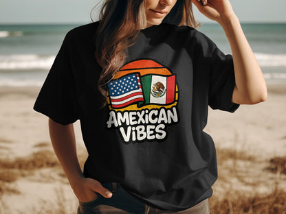 Amexican Vibes USA and Mexico Flags Graphic T-Shirt product