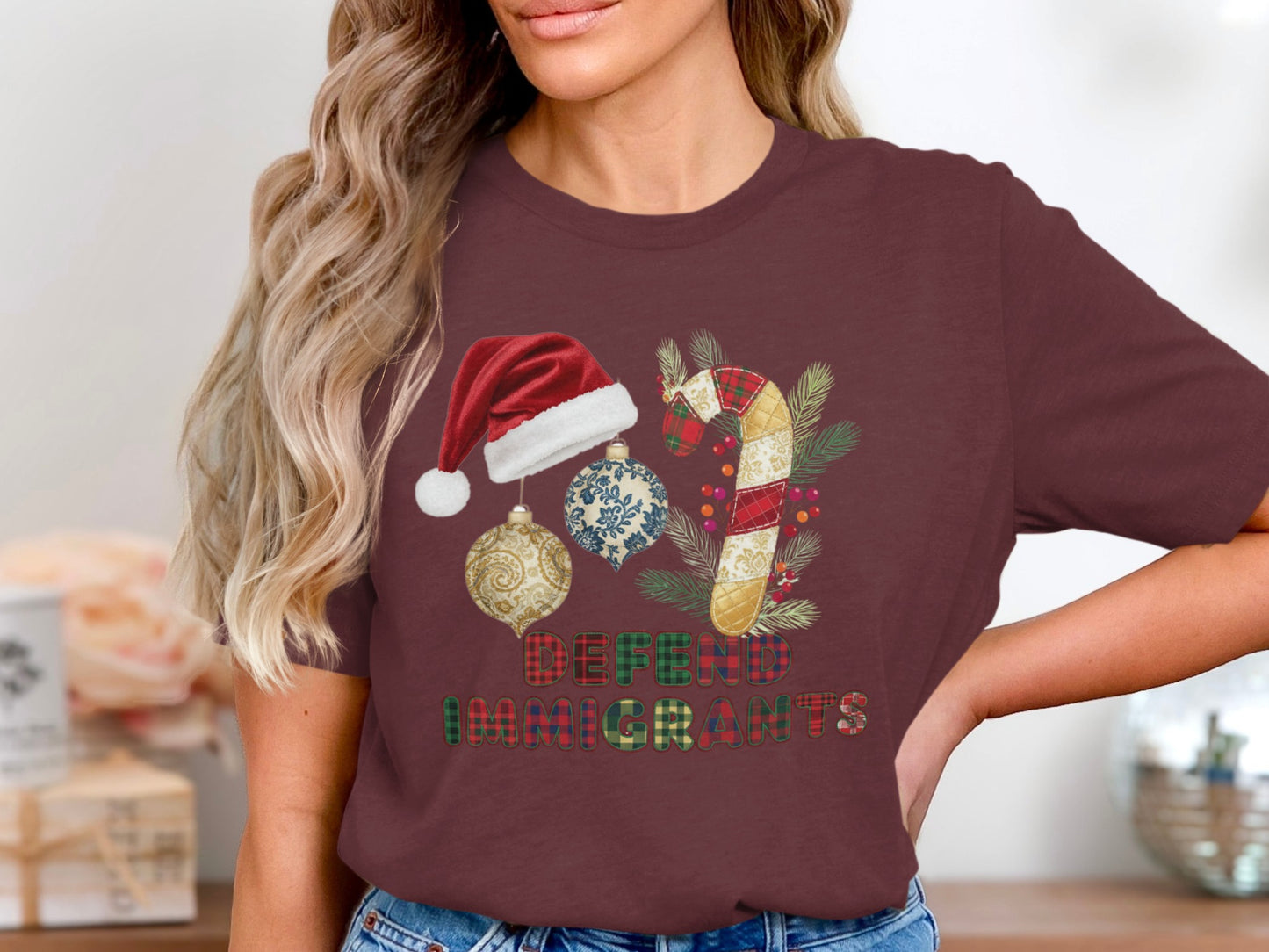 Defend Immigrants Christmas themed shirt