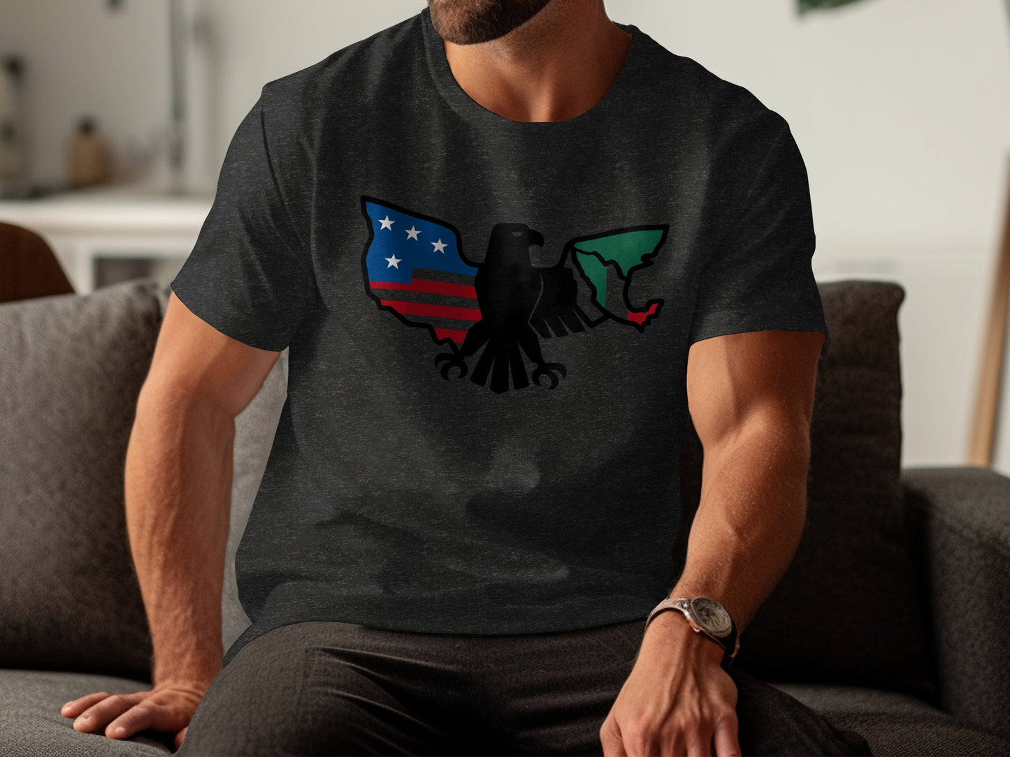 Patriotic Split Colored Eagle Graphic on T-shirt product