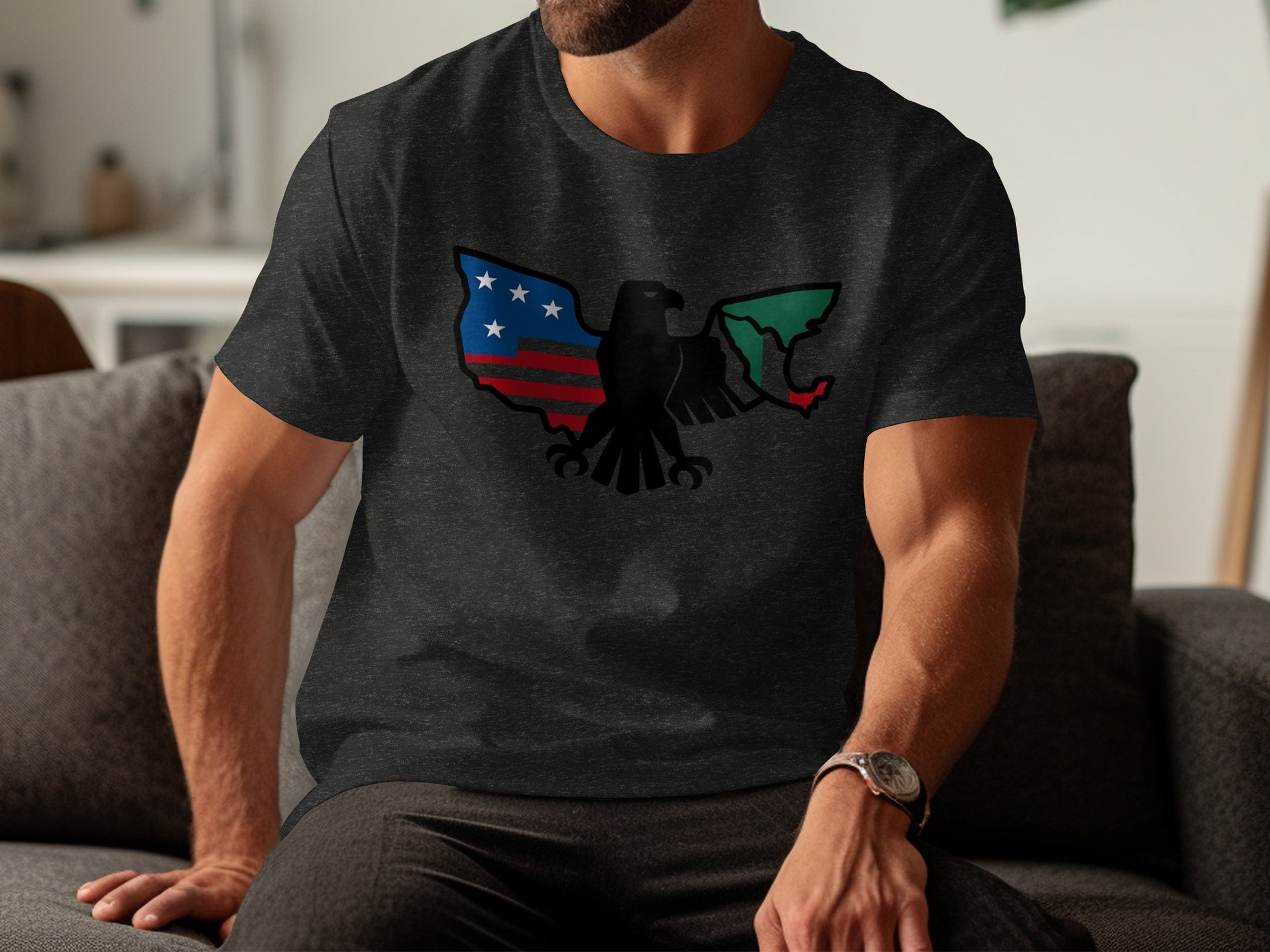 Patriotic Split Colored Eagle Graphic on T-shirt product