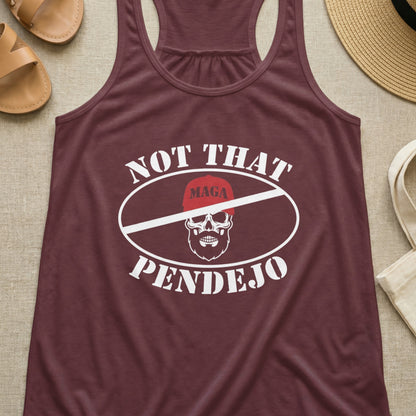 Maroon tank top with "MAGA Pendejo" text and skull graphic.