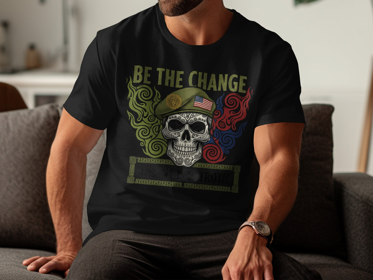 Be The Change Skull Graphic T-Shirt Trendy Apparel
