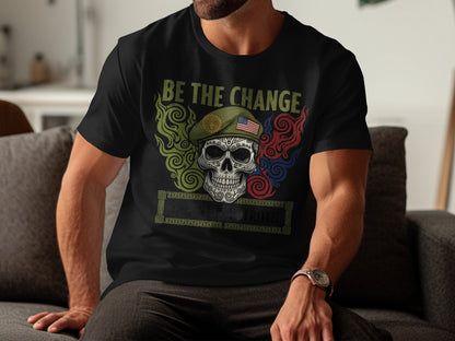 Be The Change Skull Graphic T-Shirt Trendy Apparel