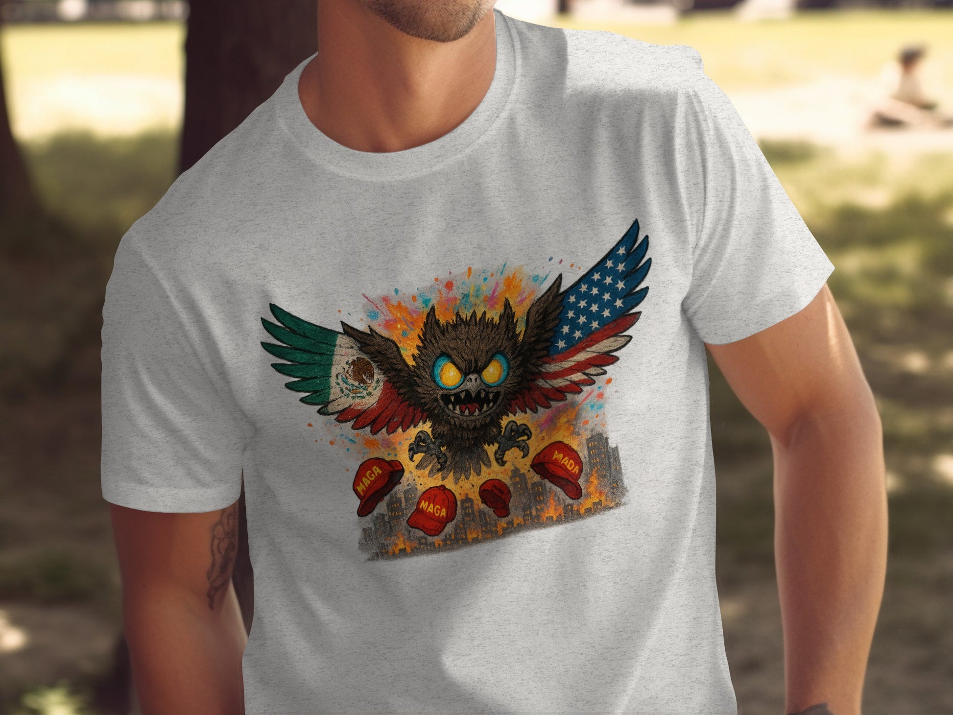 Vibrant Owl with Wings Graphic Design Shirt product type