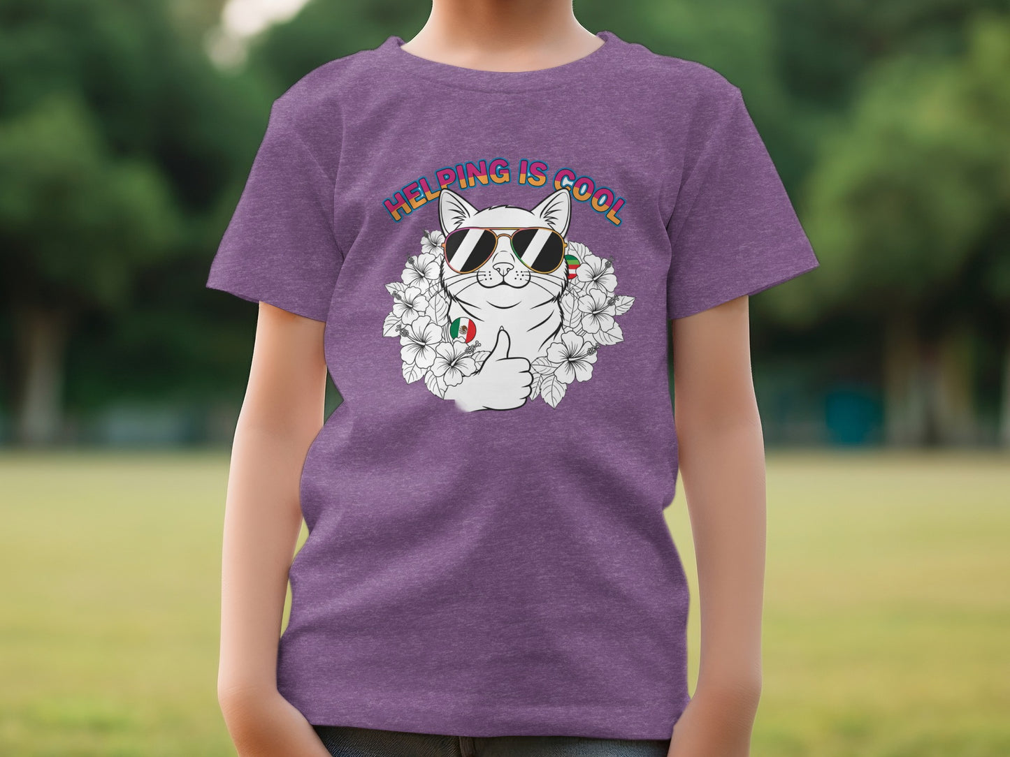 Helping Is Cool Cat Wearing Sunglasses Shirt