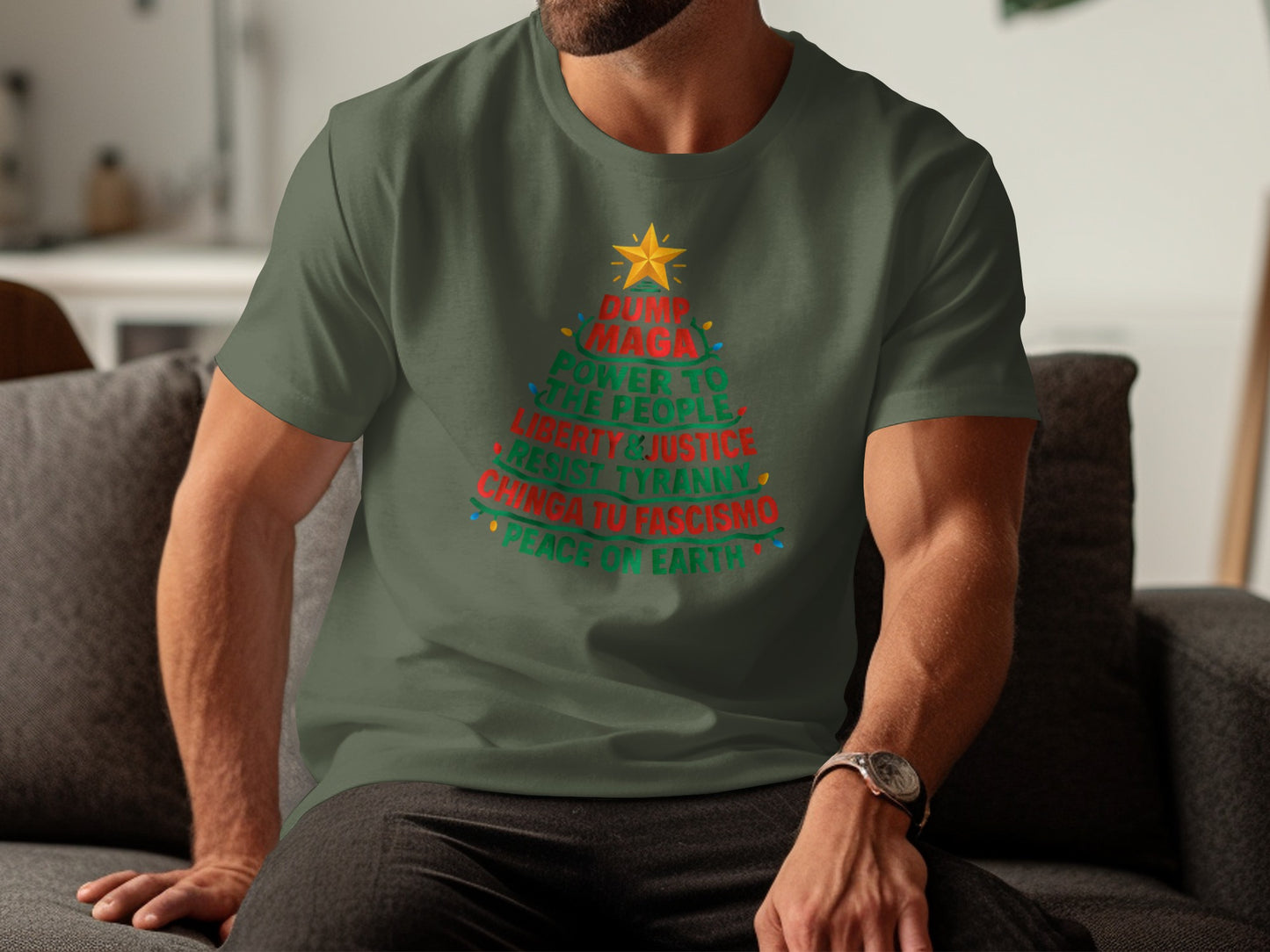 Christmas Tree Anti Fascism Unisex Graphic Tee