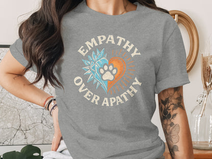 Empathy Over Apathy Heart and Paw Print T-shirt