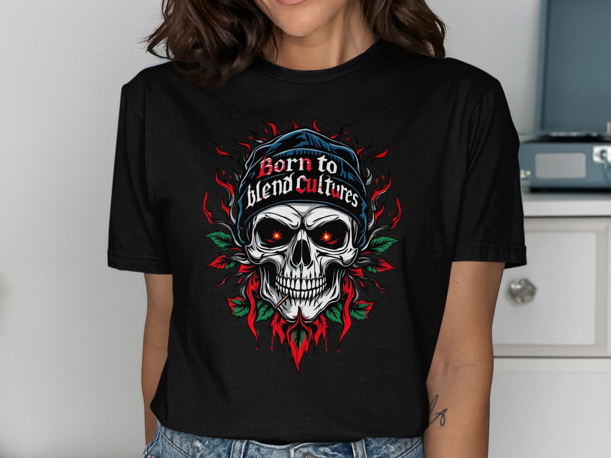 Born to Blend Cultures Skull Graphic Teeshirt Product