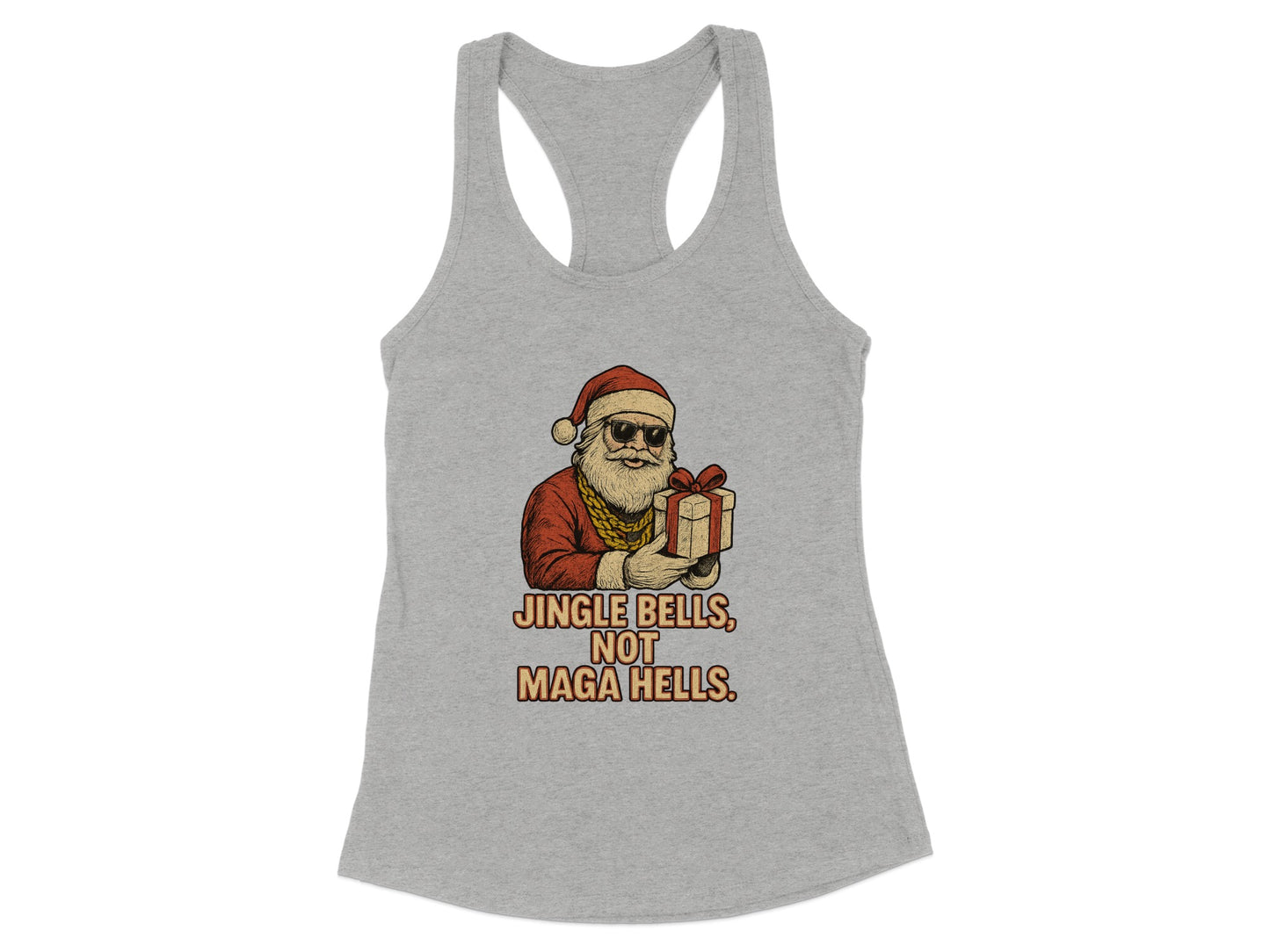 Jingle Bells Not Maga Hells Santa Tank Top