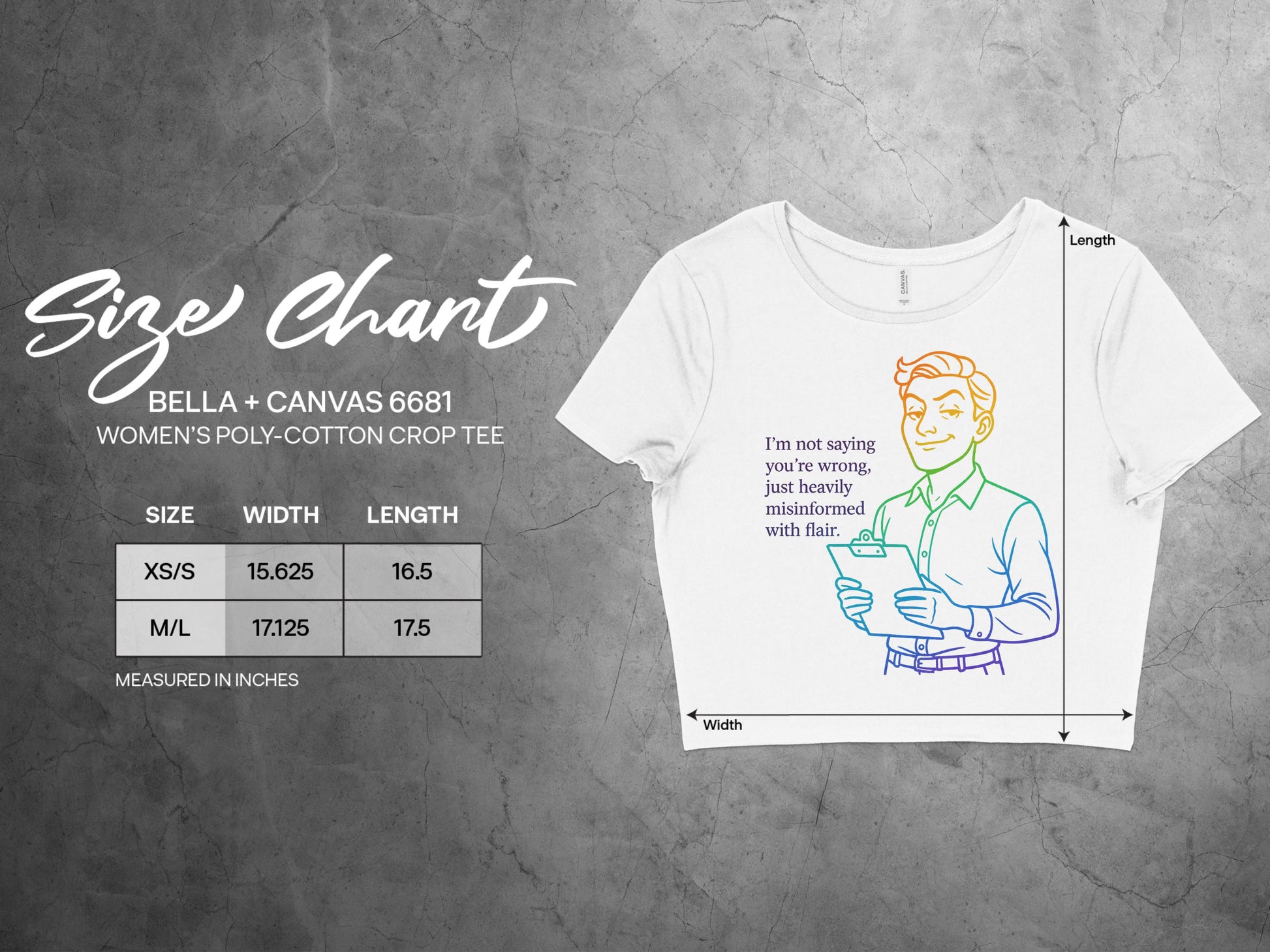 I'm not saying you're wrong misinformed crop tee product