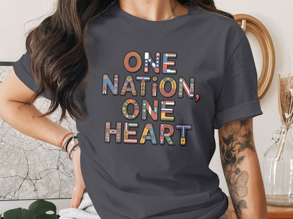 One Nation One Heart Graphic Printed T-shirt