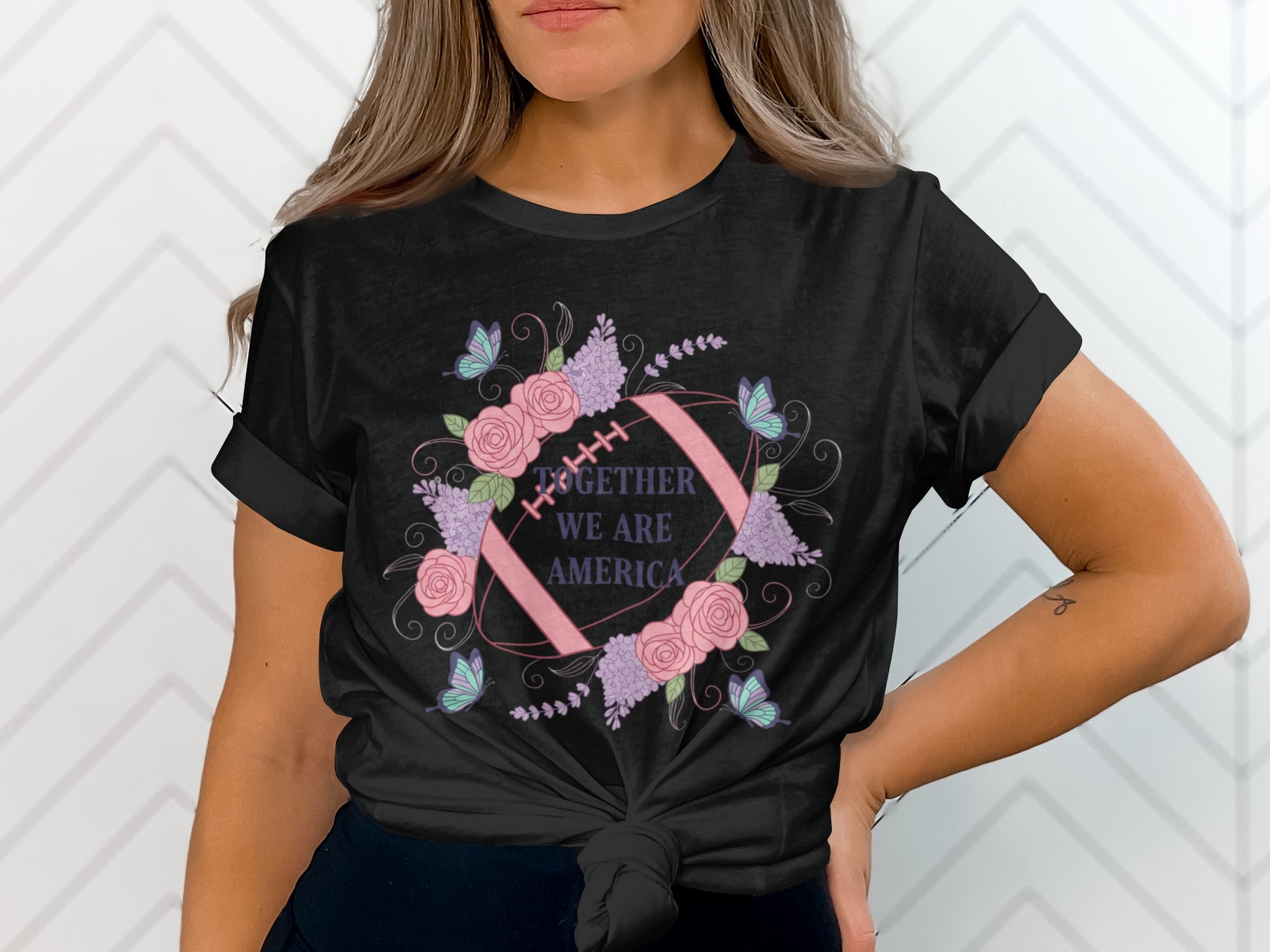 Together We Are America Floral Football T-shirt