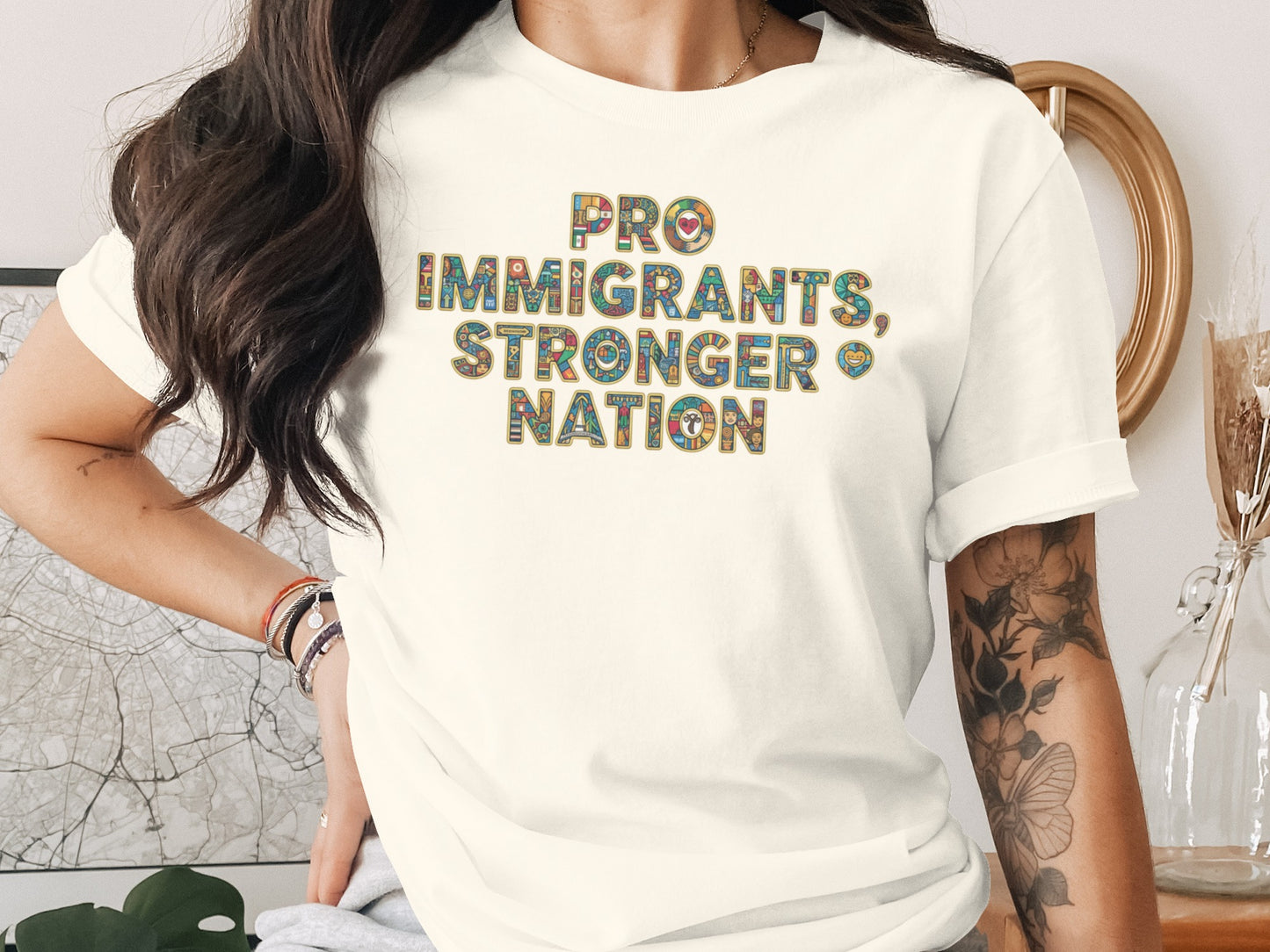 Pro Immigrants Stronger Nation graphic shirt