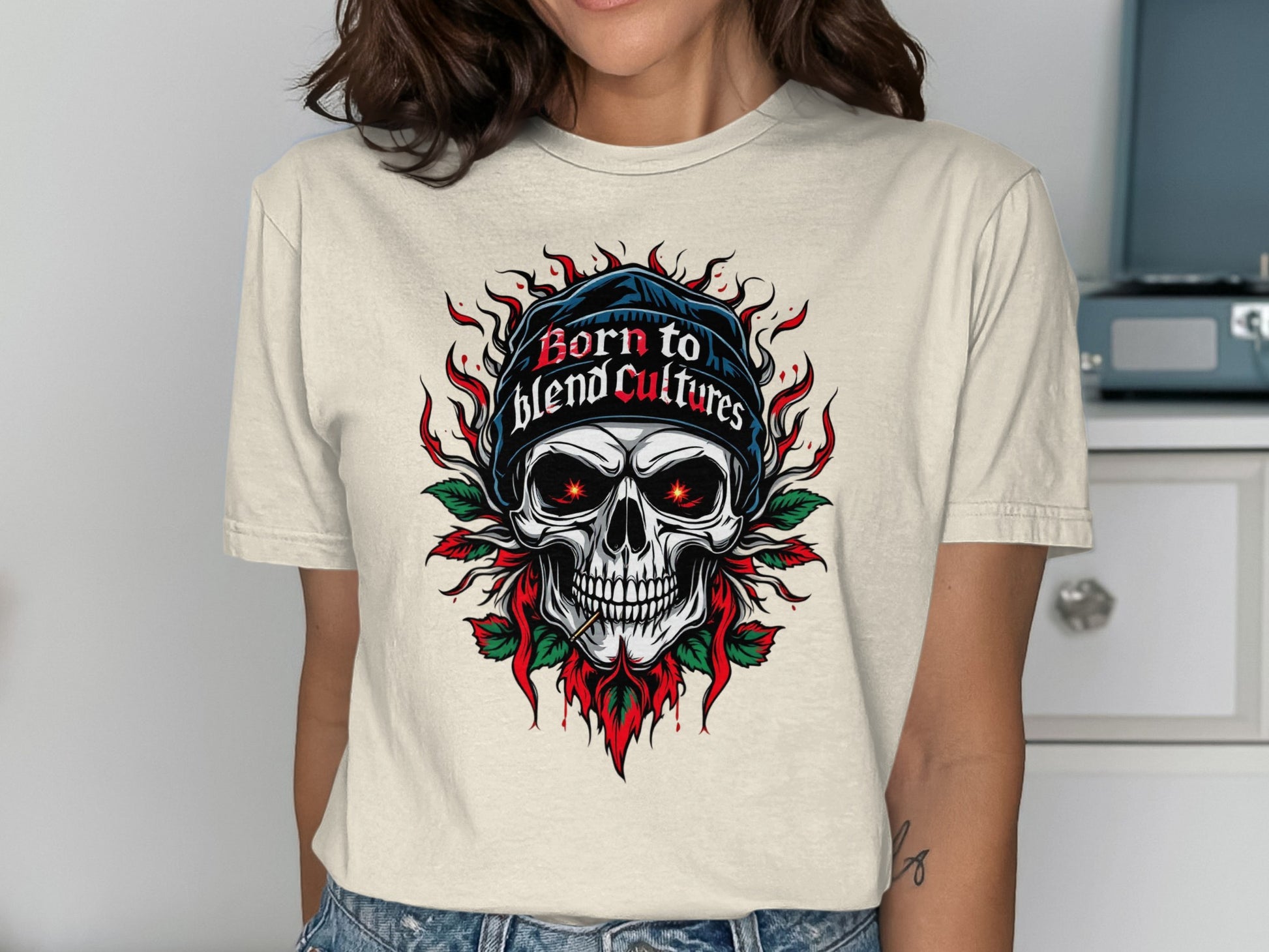 Born to Blend Cultures Skull Graphic Tee product